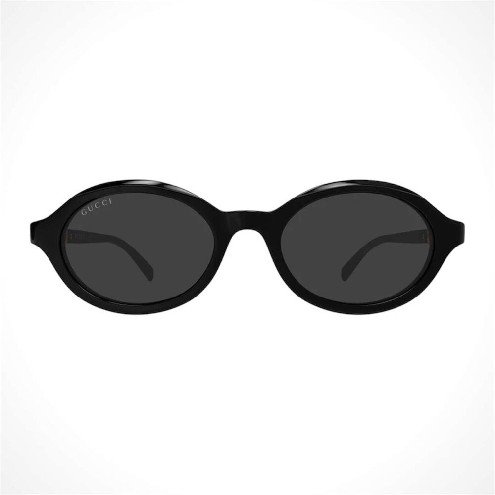 New GUCCI Sunglasses Black 51-19-140mm Slim Round Oval Gold Metal Logo - Picture 4 of 5
